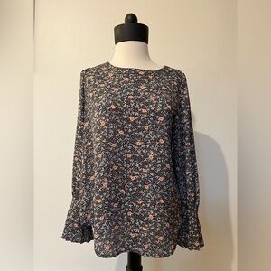 LOFT Black and pink  Floral Blouse women’s size S